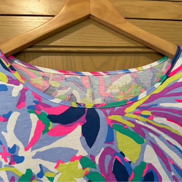 Lilly Pulitzer Colorful Floral Quarter Sleeve Pima Cotton Tee Dress / small - Picture 2 of 10